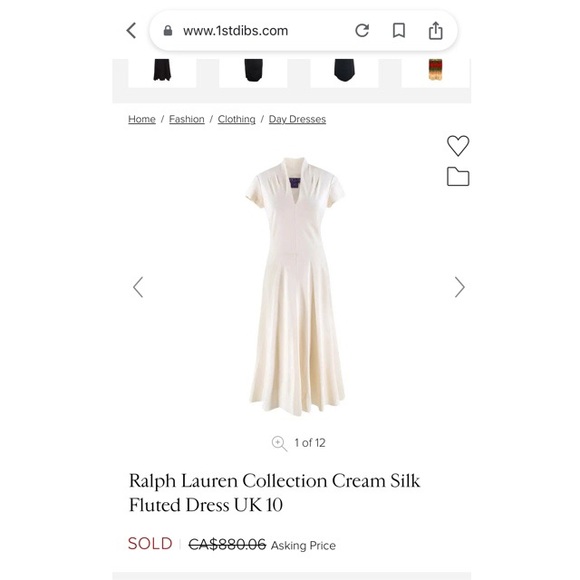 Ralph Lauren Collection Purple Label Cream Silk Fluted Dress Size 12 - Picture 12 of 12